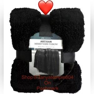 Life Comfort Artisan Mixed Yarn Throw 60" X 70" Luxury Black Machine Washable